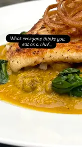 A short video contrasting the high-end, artistic plating of professional chef dishes with the reality of a quick, instant soup meal.