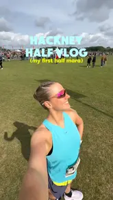 Okay slay first half marathon 💅💅 thank you so much for the bib and outfit @hoka_eu 🩵 My Mach 7s carried me so well👟👟👟 

Also side note but my hair was SUCH a slay and I want to do another race but right now I’m gonna be horizontal all day 🌟🌟🌟
