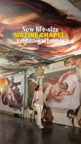A short video showcasing the Michelangelo's Sistine Chapel: The Exhibition in London, featuring the creator walking through the space, viewing the life-size frescoes, and using the provided audio guide.