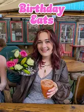 Here are a few options for your SEO alt text, depending on which part of the photo collage you want to highlight:

**Option 1 (Descriptive & SEO-focused):**
"A photo collage showing a birthday weekend of vegan food, pink hair, and drinks at various London restaurants."

**Option 2 (Action-oriented):**
"A person with new pink hair enjoying a vegan birthday weekend with friends, featuring plant-based meals in London."

**Option 3 (Detailed for accessibility):**
"Collage of photos: pink hair, Jubel beer, vegan pizza at Purezza, steak sandwich, brunch, and tofu katsu in London."

**SEO Tip:** Since alt text is primarily for accessibility and search engine indexing, using descriptive keywords like "vegan food," "London," and "birthday" is the best way to get your content found by the right audience.