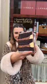 A fast-paced, engaging vlog-style reel featuring a list of five recommended food and drink spots in Edinburgh, including cafes, bakeries, and restaurants.