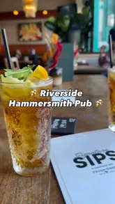 A short, energetic reel showcasing The Crabtree, a riverside pub in Hammersmith, highlighting its outdoor seating area and cocktail menu.