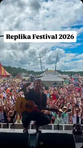 A montage of clips from the Replika Festival, showcasing various tribute bands, wrestling matches, fairground rides, a circus, and family-friendly amenities like a retro gaming tent and quiet zones.