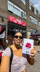 The creator visits the Jung Festival in London, a BTS-themed Korean food event. The video features a tour of various food stalls, close-ups of Korean street food dishes like sundae, tteokbokki, and kimbap, and highlights the event's branding and atmosphere.