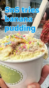 A short video showcasing a dessert stall called Oh Honey, featuring their banana pudding, matcha drinks, and menu board.
