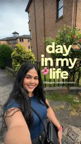 The video follows two creators through a day in Glasgow, starting with a sauna and cold plunge session at an outdoor facility, followed by a brunch visit to a local cafe where they enjoy coffee and breakfast dishes.