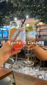 A montage of various food and drink items served at a Bella Italia restaurant, including spritzes, starters, mains, and desserts, presented as a simple menu showcase.