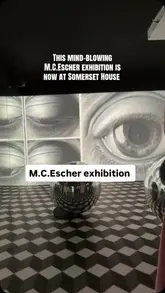 A tour of the M.C. Escher exhibition at Somerset House, showcasing various artworks, interactive displays, and the venue space.