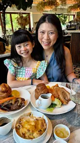 A short, engaging video featuring a family lunch at Sam's Waterside. The reel highlights the Sunday roast, various starters, and the riverside setting, using a mix of close-up food shots and clips of the family enjoying their meal.