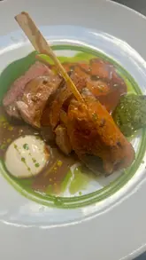 A montage of various dishes served at a restaurant, showcasing a Sunday lunch menu.