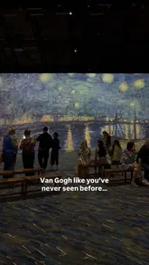 This reel provides a tour of the 'Beyond Van Gogh' immersive exhibition at the Utilita Arena in Newcastle. It features various projections of the artist's famous works, showing visitors walking through and interacting with the space, accompanied by a soundtrack.