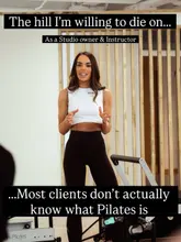 A professional, high-quality portrait of a Pilates instructor in a studio setting, used to introduce an opinion-based discussion about the industry. The image is clean, well-lit, and effectively establishes the authority of the creator.