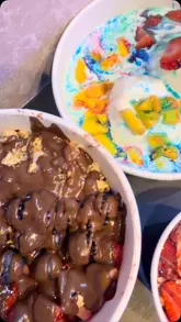 A montage showcasing the menu and products at Pablo Boba Bar, including boba teas, acai bowls, and desserts.