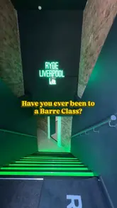 A vlog-style video featuring a creator visiting Ryde Liverpool for a barre class, showcasing the studio's aesthetic, facilities, and the class experience.