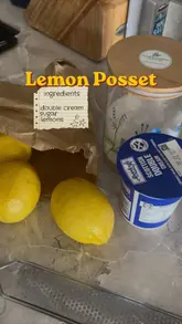 A short, instructional video demonstrating how to make a lemon posset using three ingredients. The video shows the process from cutting the lemons to the final set dessert.