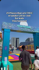 A fast-paced listicle video showcasing various budget-friendly and free activities for children in London, including museums, playgrounds, and leisure centers.