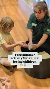 A vlog-style video showcasing a free 'Pet Pals' workshop for children at a Pets at Home store. The video features a child interacting with various small animals like rabbits, rats, and guinea pigs, and feeding fish, providing a clear overview of the 45-minute educational activity.