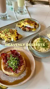 A review of the new brunch menu at Heavenly Desserts, featuring dishes like a bacon and egg croffle, pancakes, hummus and flatbread, and hot honey tater tots. The video includes ratings for each item and a verdict on whether the menu is worth the hype.