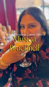 A promotional reel for Musica Bracknell, featuring a montage of the venue's interior, live music performances, various food dishes, cocktails, and interactive games like darts.