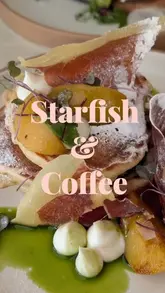 A montage showcasing brunch dishes, cocktails, and the interior of Starfish and Coffee in Brighton.