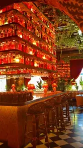 A cinematic, slow-paced montage showcasing the interior decor and menu items of a restaurant, emphasizing its romantic atmosphere and aesthetic appeal.