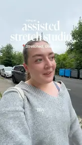 A creator visits an assisted stretch studio in Glasgow, documenting her experience with a body scan, assisted stretching session, and mentioning the contrast therapy suite.