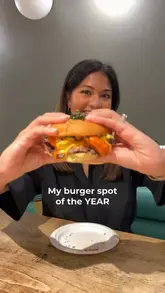 A fast-paced review of an Asian-inspired burger spot in Victoria, London, showcasing various smash burgers, a beef hotdog, and loaded fries.