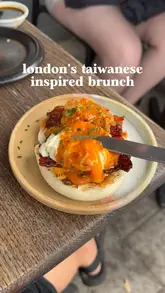 A fast-paced, engaging review of a brunch menu at a Taiwanese-inspired restaurant in London. The video features close-up shots of various dishes, including bao buns, dumplings, and pancakes, alongside glimpses of the menu and the restaurant's interior and exterior.