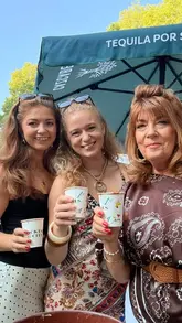 A vibrant montage showcasing the Cocktails in the City festival in London, featuring various cocktail bars, live music, a silent disco, and food offerings in an outdoor garden setting.