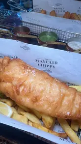 A short, punchy reel showcasing a variety of dishes at The Mayfair Chippy, including their signature fish and chips, starters, and desserts.