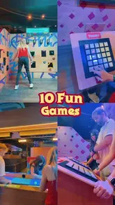 A group of friends visits Gameface in Manchester, showcasing the various interactive games available and enjoying cocktails in a fun, competitive social setting.