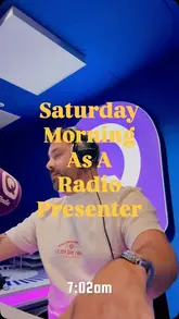 A day-in-the-life vlog of a radio presenter, documenting their morning routine from waking up and working at a radio station to grabbing a coffee at a cafe and attending a food festival.