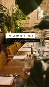 A montage showcasing the interior, cocktails, and dishes at Idalia restaurant in Kensington Olympia, featuring a set menu with British and Asian-inspired cuisine.