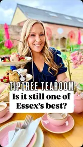 A review of the Tiptree Jam Factory & Tearoom in Essex, highlighting the afternoon tea service, the garden setting, and the on-site shop and museum.