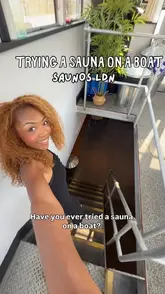 A vlog-style review of a unique sauna boat venue in London, showcasing the facilities including changing rooms, the sauna, and the cold plunge pool, along with practical tips for visitors.