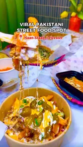 A fast-paced, music-led montage showcasing a variety of Pakistani street food dishes at Naan Staap in Leicester, including loaded fries, various naans, breakfast items, and desserts.