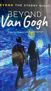 A montage of clips from an immersive Van Gogh art exhibition, featuring projected paintings and quotes from the artist.