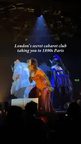 A promotional video for an immersive cabaret dining experience in London, featuring performances, cocktails, and dining in a 1890s Parisian-themed setting.