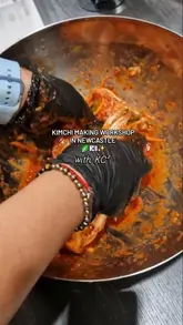 A video documenting a kimchi-making workshop at a cafe in Newcastle, showing the preparation process, ingredients, and the final product.