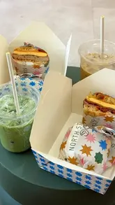 A short, visually appealing reel showcasing a new coffee shop in Leeds, featuring close-ups of specialty coffee, matcha, and breakfast sandwiches.