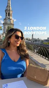 A listicle-style video showcasing three London rooftop venues: Joia at Battersea Power Station, The Treehouse at Oxford Circus, and Kitty Hawk near Charing Cross. The video features shots of cocktails, food, and the rooftop views.