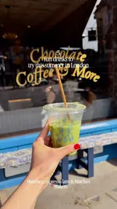 A listicle-style video showcasing five different summer-themed coffee and matcha drinks from various cafes in London, featuring quick cuts of each drink being held or presented.