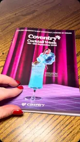 A promotional video for Coventry Cocktail Week, featuring a tour of four different venues including bars and activity centers. The video highlights specific signature cocktails available for the event and showcases the fun atmosphere, including bowling and mini-golf.