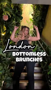 A fast-paced listicle video showcasing six different bottomless brunch venues in London, highlighting the food, drinks, and entertainment at each location.