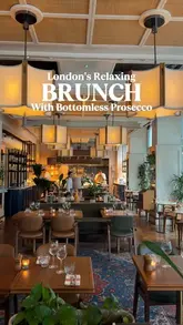 A montage showcasing a brunch experience at Mortimer House Kitchen, featuring various dishes like steak and eggs, pancakes, and parmigiana, alongside bottomless prosecco.