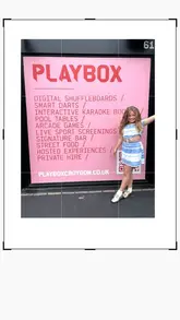A montage video showcasing the Playbox area at Boxpark, highlighting various arcade games, competitive socialising activities like darts and shuffleboard, karaoke, and casual street food options suitable for a family day out.