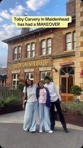 A family visits the newly refurbished Toby Carvery in Maidenhead, showcasing the interior, the carvery deck, and their meal.