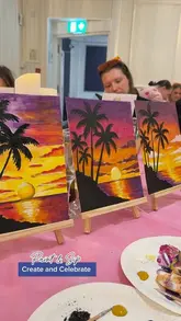 A short montage video capturing a Paint & Sip event held at a hotel, featuring participants painting canvases while enjoying prosecco.