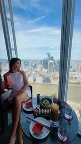 A polished, aesthetic reel showcasing GŎNG Bar at The Shard, featuring panoramic London skyline views, cocktails, and sushi.