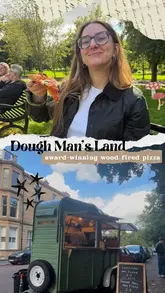 A short, engaging reel showcasing 'Dough Man's Land,' a pizza truck located near Kelvingrove Park. The video highlights the wood-fired oven, the menu, and the final product, emphasizing the casual, outdoor dining experience.